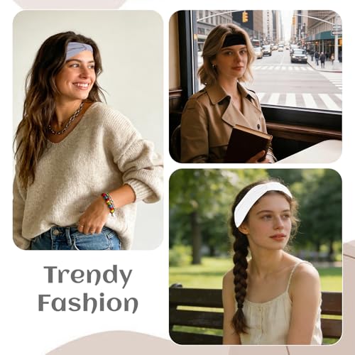 Multi-Color Non-Slip Headbands 6-Pack - Soft Elastic Hair Wraps