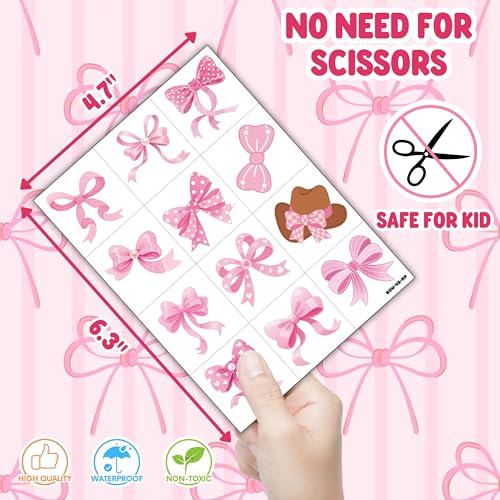 Pink Bow Party Favors Set - 24 Punch Balloons & 48 Tattoos