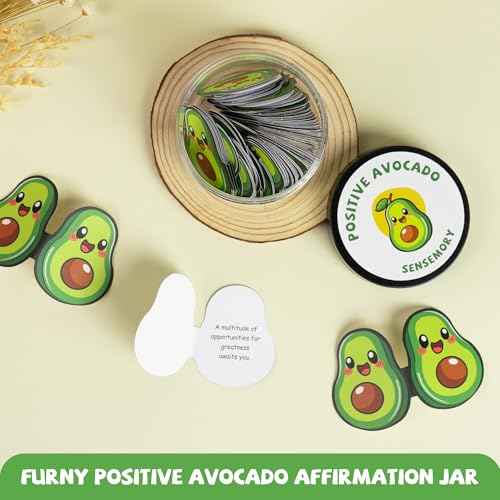 60 Pcs Positive Avocado Affirmation Cards Jar, Funny Emotional Support Avocado Gift for Teen Girls, Inpirational Gifts for Women, Tween Girls, Teen Girl Gifts Trendy Stuff