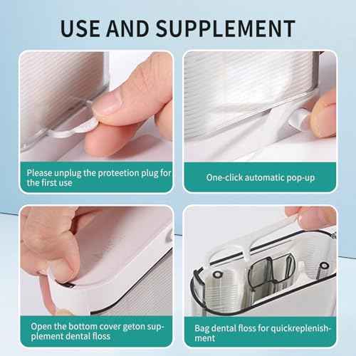 Dental Floss Pick Dispenser, 88 Count Flosser Dispenser with 2 Box [8 Count] Portable Tooth Floss Picks Holder, Total [104 Count] Flossers for Adults Home Travel Hotel