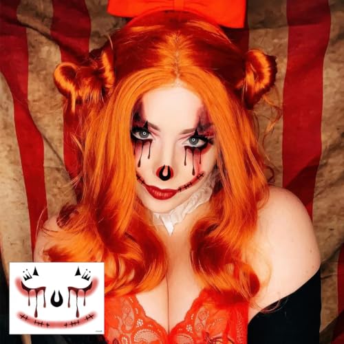 Halloween Face Eye Tattoo Stickers Scary Spider Clown Demon Ghost Vampire Spider Web Eye Shadow Temporary Stickers Fake Eyeliner Tattoos for Women Halloween Masquerade Carnival Party 8Pcs