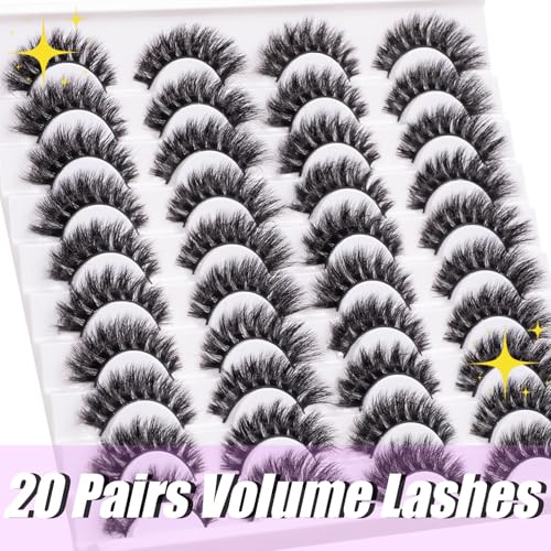 8D Faux Mink Lashes 20 Pairs - Soft Volume Cat Eye False Eyelashes