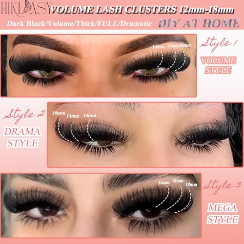 260D Full Volume Cluster Lashes 12-18mm Mixed Length