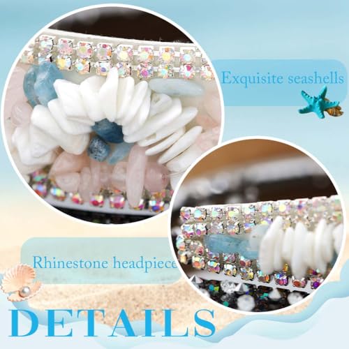 Coxiva Beach Hair Hoops Accessories Shell Stones Headbands Vacation Hairband Rhinestone Headpiece for Women