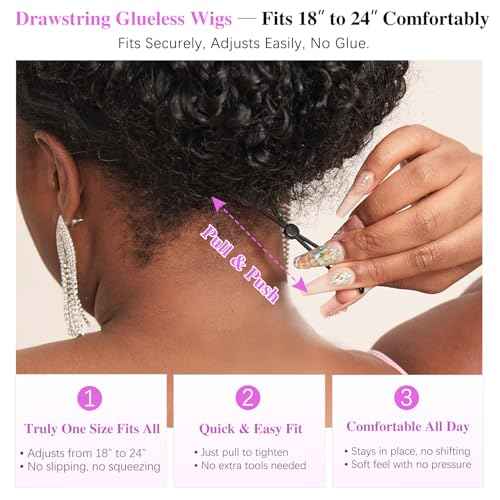 7x6 Burmese Curly Glueless Wigs Human Hair Pre Plucked Pre Cut 250% Density Drawstring Wig for Black Women 7x6 HD Lace Front Wigs Human Hair Glueless Wear and Go Nautural Color 24 Inch