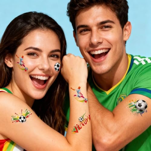 Soccer Temporary Tattoos 60Pc Face Stickers for Fans