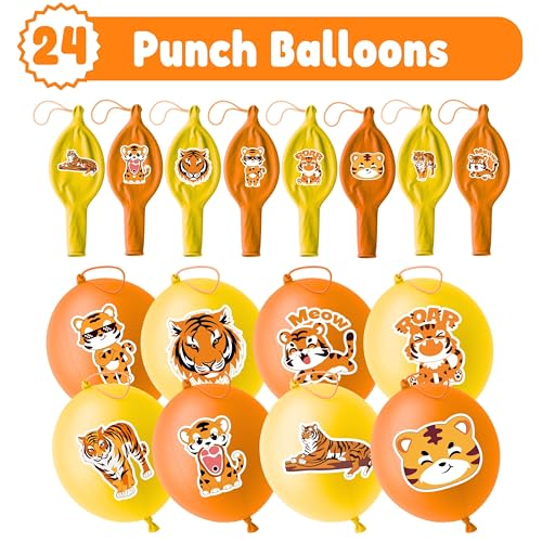 Tiger Party Favors Set - 72 Piece Kit with Balloons & Tattoos