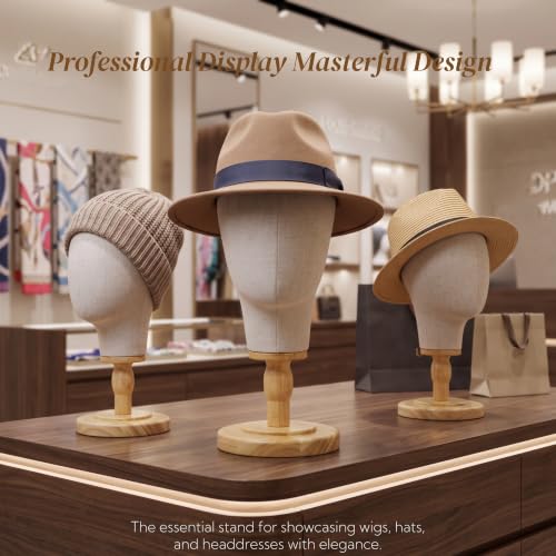 21 Inch Mannequin Head for Wig and Hat Display with Detachable Wooden Base