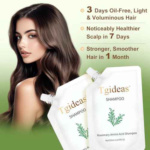 Tgideas Rosemary Biotin Amino Acid Shampoo, Hair Growth Shampoo for Women and Men, Thinning Hair Loss Natural 8.45 fl oz, Two-Pieces