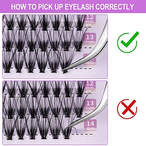 KISSXIAOYA Cluster Eyelashes Extensions, 240pcs 40D 0.07D Curl Soft Individual Lashes Natural False Eyelashes Cluster DIY Eyelash Extension (240pcs, 13mm)