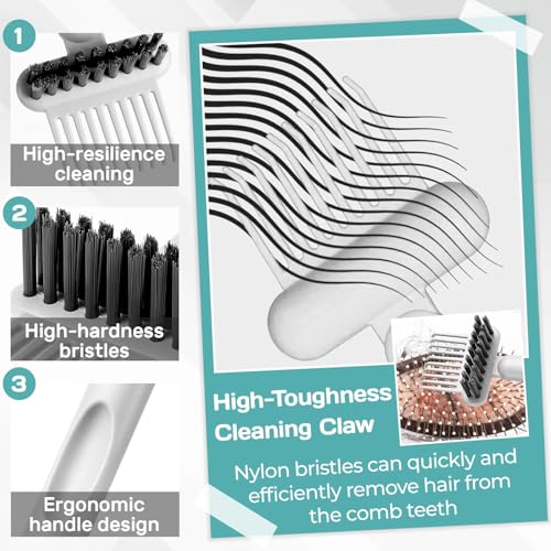 Gray 2-in-1 Hair Brush Cleaning Tool for Home & Salon - Portable