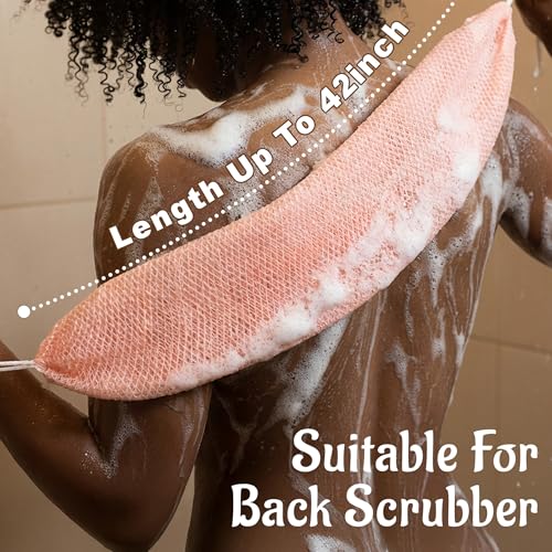 Pink African Net Sponge with Knots - Exfoliating Washcloth for Shower & Bath