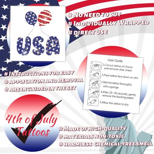 120 Pcs Patriotic Temporary Tattoos for Kids 4th of July