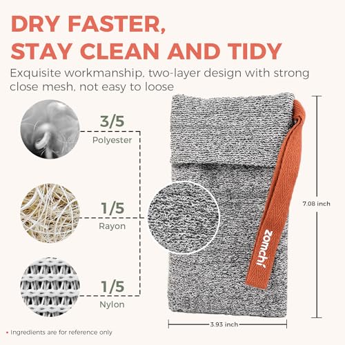 ZOMCHI Deep Exfoliating Soap Saver Bag for Bar Soap – 2 Pack, Grey