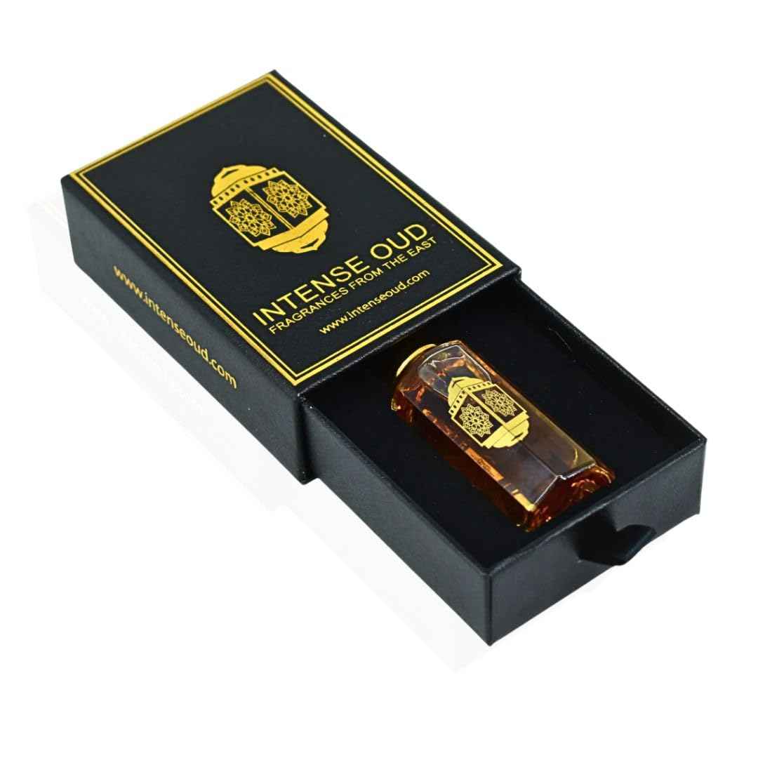 INTENSE OUD Dark Oud Ispahan Long Lasting Arabian Perfume Oils for Women 12ML (0.40 OZ) Fragrance Oil With Rose, Saffron & Oud Notes – Concentrated Perfume Oil & Elegant Gift for Women in Black Box
