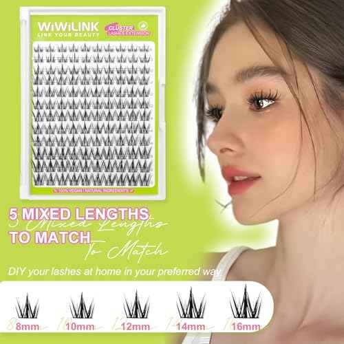 Lash Clusters Manga DIY Lash Extension Anime Eyelash Clusters 8-16mm Spiky Individual Eye Lashes Wispy False Eyelashes D Curl Cosplay Doll Cluster Eyelash Extensions Super Thin Band, G01