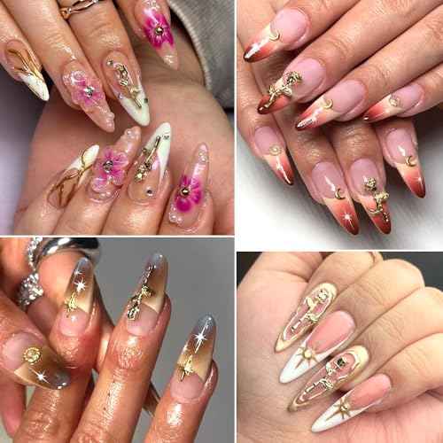 3D Metal Rose Nail Art Charms - Mixed Styles Gold Roses Flowers Alloy Nails Supplies DIY Crafts Decorations