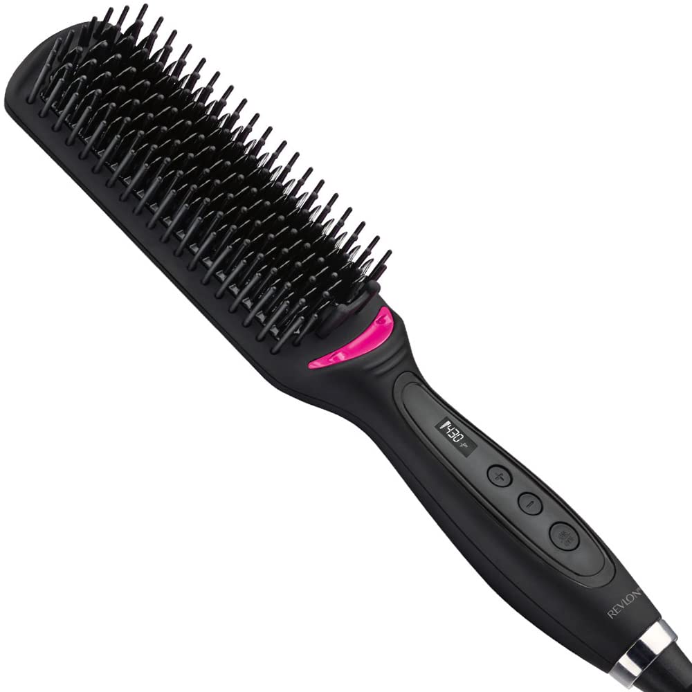 REVLON Salon One-Step Straight and Shine Heated Brush for Visibly Shinier, Smoother Hair | Hair Straightener that Revives Second Day Hair with an Ion Generator that Helps Reduce Frizz