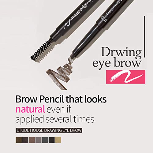 ETUDE Drawing Eye Brow 0.25g #1 Dark Brown | Long Lasting Eyebrow Pencil | Soft Textured Natural Daily Look Eyebrow Makeup