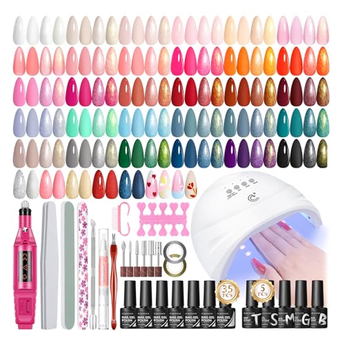 PEACECOLOR 53Pcs Gel Nail Polish Kit with UV Light & Drill - 35 Colors