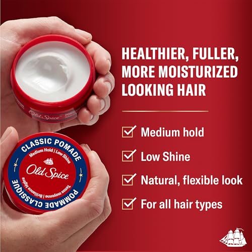 Old Spice Hair Pomade for Men, Medium Hold, Low Shine, Men's Hair Styling, 2.22 Oz Each, Twin Pack