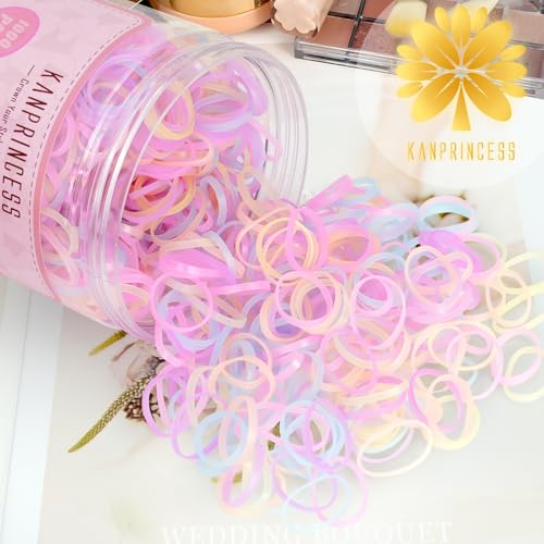 KANPRINCESS 1000pcs Mini Hair Rubber Bands - Soft Elastic Ties for Kids