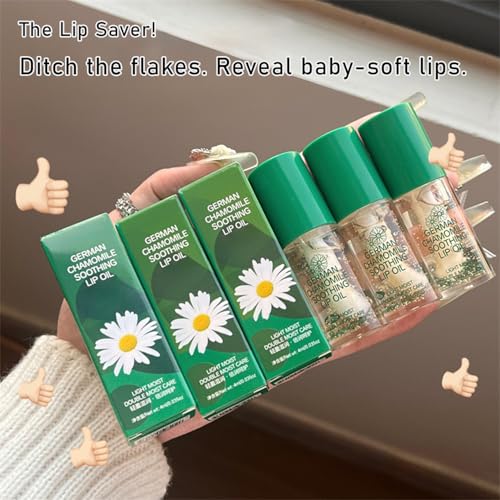 Chamomile Lip Oil 3-Pack - Hydrating Glossy Shine for Dry Lips
