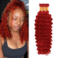 Red Human Hair Bulk Boho Braids - 12 inch, 3 Bundles