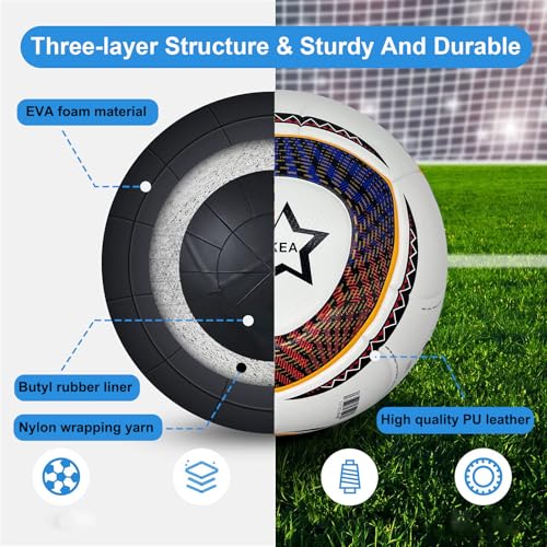 Size 5 Soccer Ball with Pump - Waterproof PU Leather