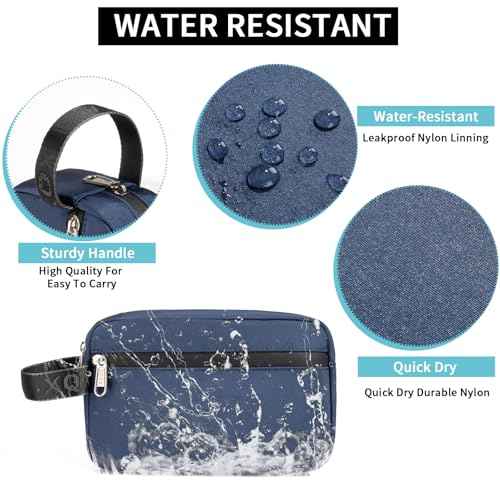XQXA Toiletry Bag for Men, Hanging Dopp Kit Water Resistant Travel makeup Bag for women, Mens Travel Bag Shaving Bag for Toiletries Accessories (01-Navy Blue)