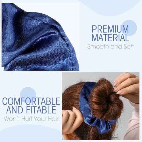 Tatuo 24 Pieces Rainbow Hair Scrunchies Elastic Bands Scrunchy Colorful Hair Ties for Women Girls Gymnastics Birthday Party Favors, Large (Blue Series Color,Satin)