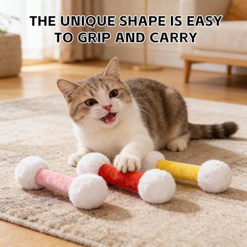 Gantodly Catnip Plush Kick Stick Toy - 3 Color B, Interactive & Durable Indoor Cat Toy