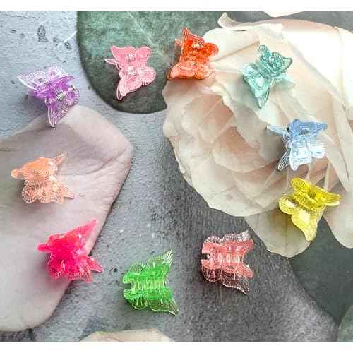 Mini Butterfly Hair Claw Clips, Glitter Hair Clips Claw,Small Hair Clips,Sparkly Colorful Hair Accessories for Girls and Women, Cute, Small, Tiny Clip, Set of 50