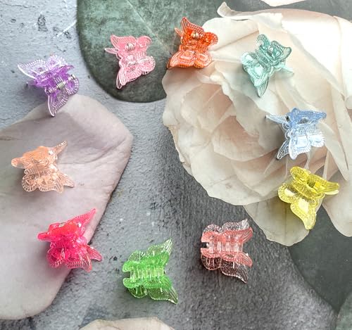 Mini Butterfly Hair Claw Clips, Set of 50 - Sparkly & Durable