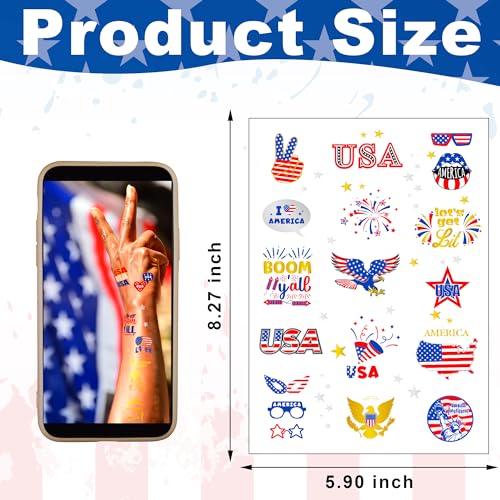 64 PCS Patriotic Temporary Tattoo Set for 4th of July Celebrations