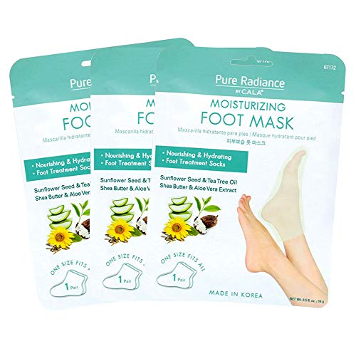 CALA Moisturizing Foot Mask Socks - Hydrating Booties with Shea Butter, 3 Pairs