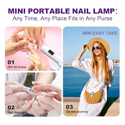 KeepTwenty Pink Mini Handheld UV Nail Light with Stand for Gel Manicure