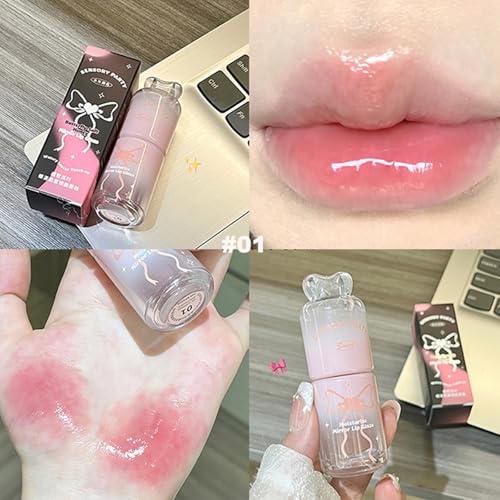 4-Color Hydrating Lip Gloss Set with Bow Design