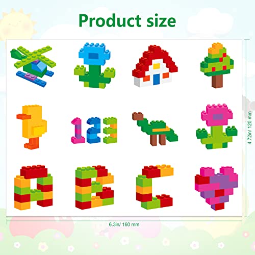 HOWAF 96pcs Neon Building Block Temporary Tattoos for Kids