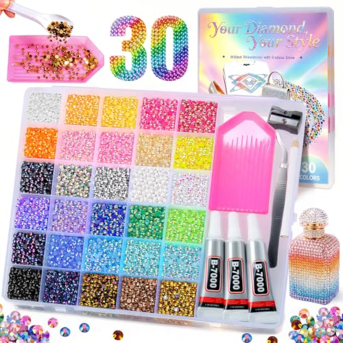 40,000 Pcs Flatback Rhinestones Bedazzling Kit - 30 Colors