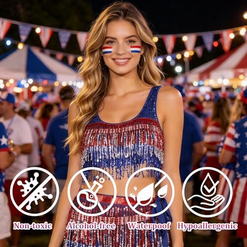 Red White Blue Eye Black Stick - Patriotic Face Paint 4-Pack
