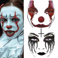 Clown & Skull Face Gems Makeup Stickers - Halloween Rhinestone Tattoos