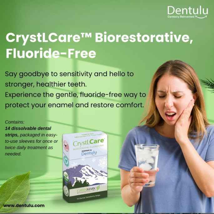 Dentulu CrystLCare Biorestorative - The Fluoride-Free Dental Strip for Instant and Lasting Relief from Dental Sensitivity, containing 14 Strips