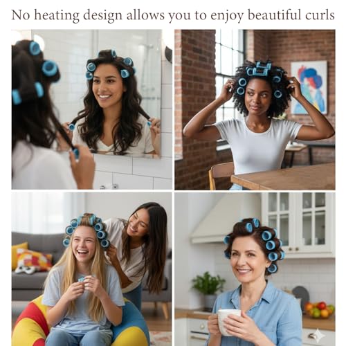24pc Heatless Hair Rollers with Self-Grip - No Heat Damage Curling