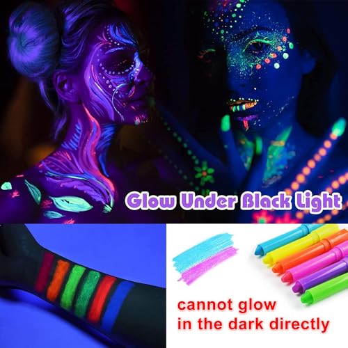 12pc Glow In The Dark UV Face Paint Kit for Party & Cosplay
