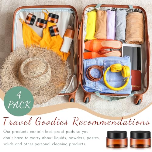 Patelai 4-Pack 1oz Leak-Proof Plastic Jars with Lids for Travel