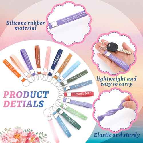 Hillban 32 Pcs Canvas Cosmetic Makeup Bag Women Christmas Inspirational Gifts Travel Toiletry Makeup Bag Pouch with Inspirational Keychains for Christmas Women Teacher Appreciation Gift(Landscape)