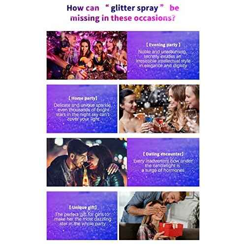 Body Glitter Spray,Perfect Music Festival Rave Stage Sparkly Shiny Glitter Spray for Hair and Body.2.11 Oz
