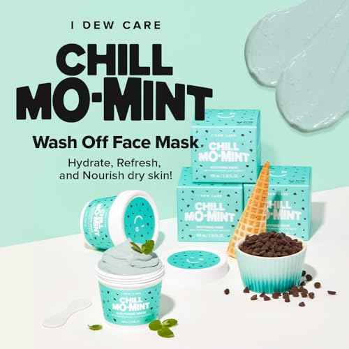 I DEW CARE Wash Off Face Mask - Chill Mo-Mint | Soothing Mask with Peppermint Leaf Extract, Korean Face Mask Skin Care for Face, 3.38 Oz