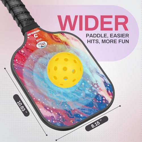 VINSGUIR Pickleball Paddles, Fiberglass Pickleball Paddles Set of 2, Lightweight Pickleball Rackets with Pickleball Carrying Bag, Pickleball Gifts for Beginners & Pros (2 Rackets)